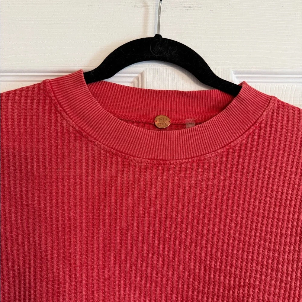 Free People Sweater Waffle-Knit Coral Side Ties XS
